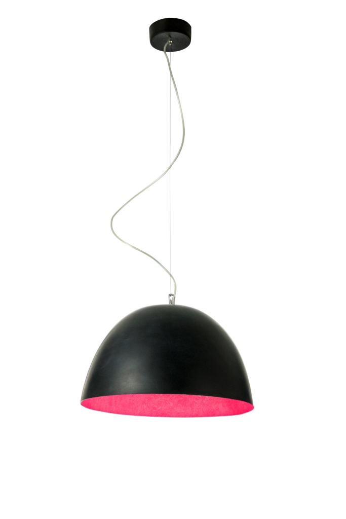 Pendant Lamp H2O Lavagna In-Es Artdesign Collection Matt Color Black Magenta Size 27,5 Cm  Diam. 46 Cm